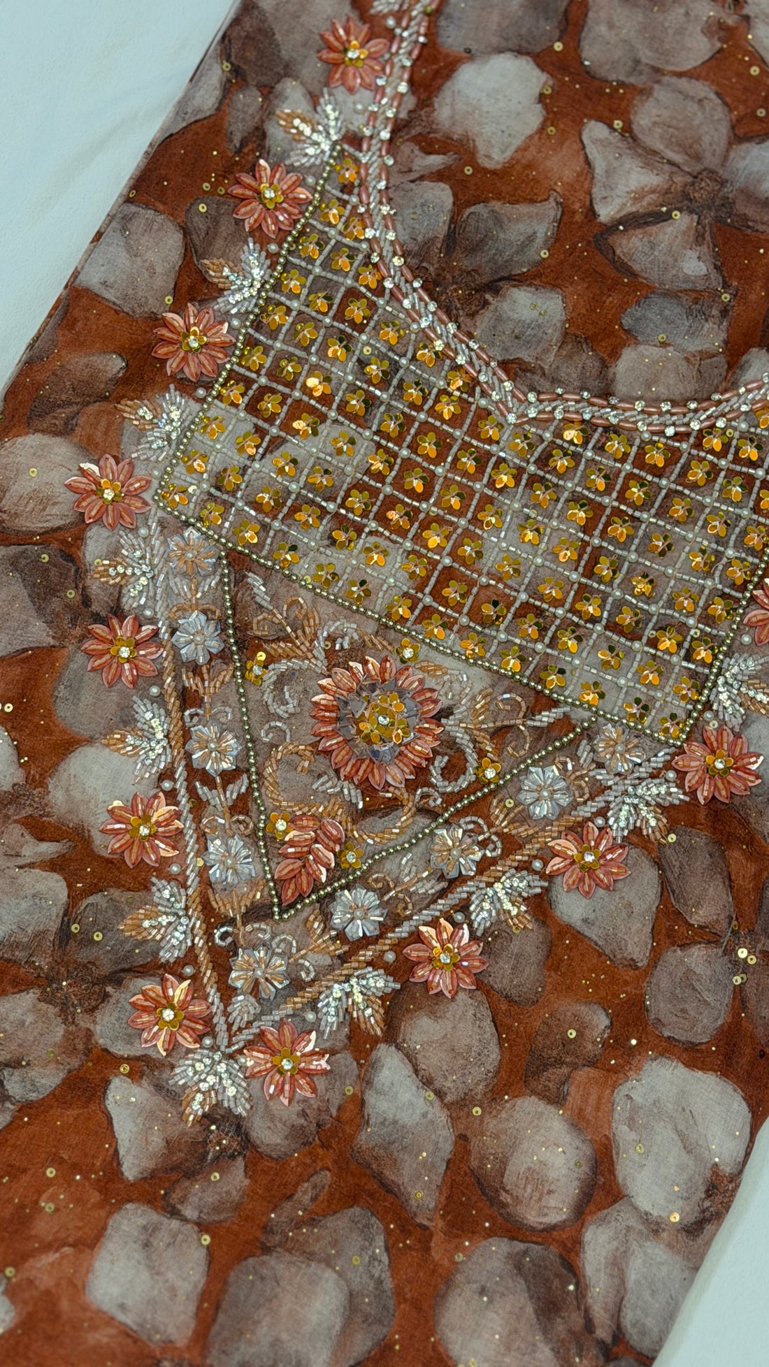 Cotton Hareer Muzari  – The Ultimate Boutique Handwork Collection / Orange color