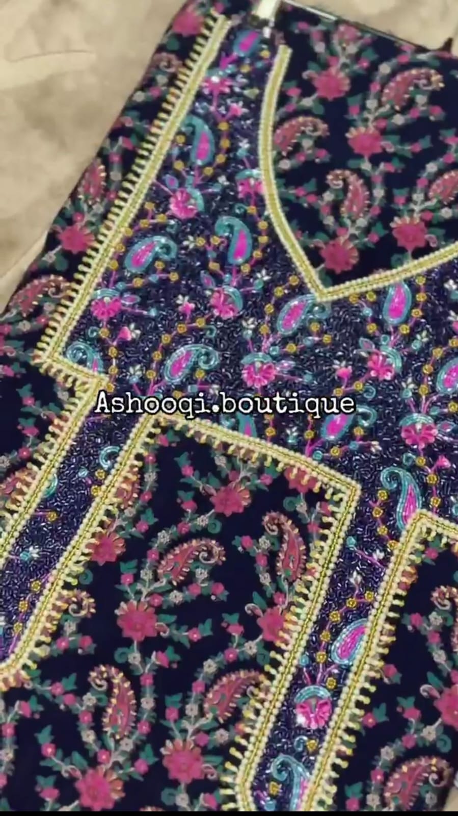 Cotton Muzari With Shella – Hand-Embellished Deep Violet