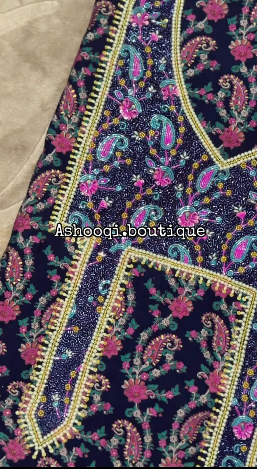 Cotton Muzari With Shella – Hand-Embellished Deep Violet