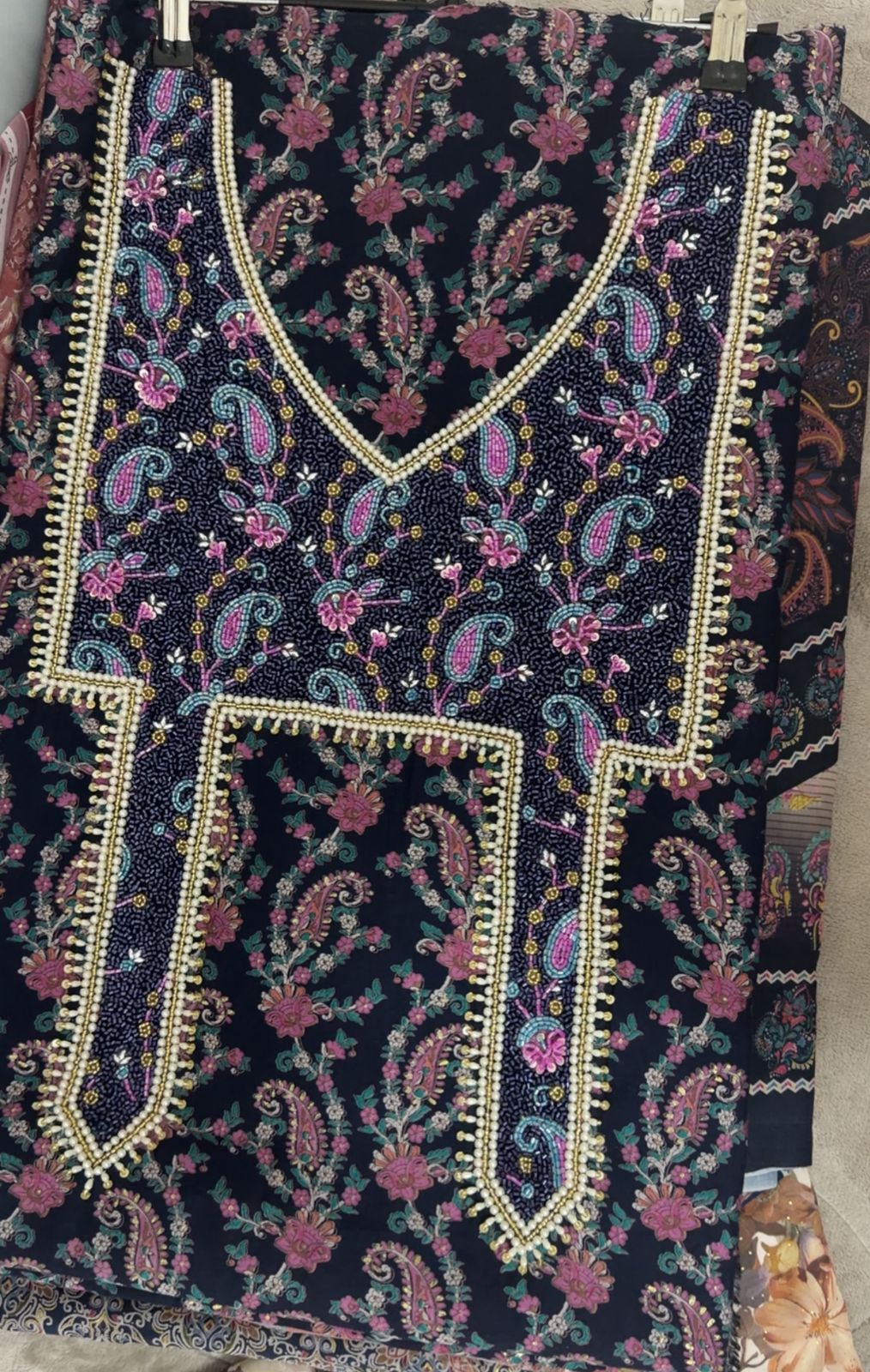 Cotton Muzari With Shella – Hand-Embellished Deep Violet