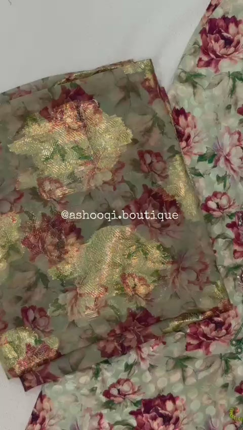 Vintage Rose Glow – Hareer Jaquard Zari