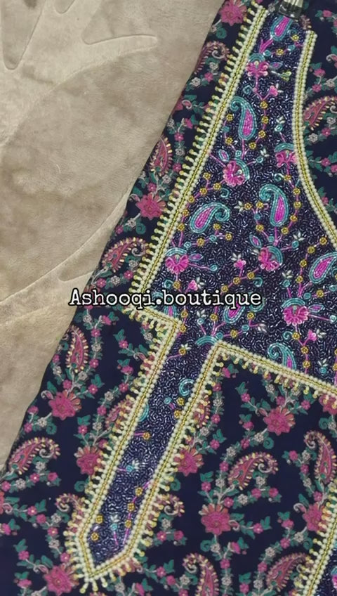 Cotton Muzari With Shella – Hand-Embellished Deep Violet